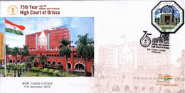 India 2022 75th Year Of High Court Of Orissa , Architecture, Law And Order ,Special Cover (**) Inde Indien - Lettres & Documents