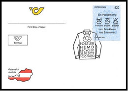AUSTRIA 2022 New *** Postmans Uniform Shirt ( Unusual Made From Postman Shirt )  Odd RARE 1v FDC Cover Only  (**) - Lettres & Documents