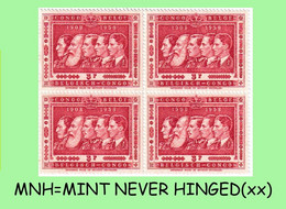 1958 ** BELGIAN CONGO / CONGO BELGE = COB 249 MNH FIVE KINGS :  BLOC OF -4- STAMPS WITH ORIGINAL GUM - Blocs