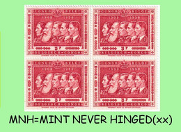 1958 ** BELGIAN CONGO / CONGO BELGE = COB 249 MNH FIVE KINGS :  BLOC OF -4- STAMPS WITH ORIGINAL GUM - Blocks & Kleinbögen