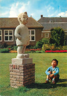 Postcard Netherlands Assen Young Boy Looking At A Child Statue - Assen