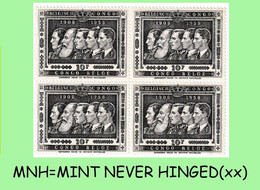 1958 ** BELGIAN CONGO / CONGO BELGE = COB 349 MNH FIVE KINGS :  BLOC OF -4- STAMPS WITH ORIGINAL GUM - Blocks & Kleinbögen