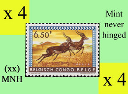 1959 ** BELGIAN CONGO / CONGO BELGE = COB 359 MNH IMPALA :  BLOC OF -4- STAMPS WITH ORIGINAL GUM - Blokken