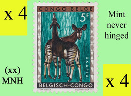 1959 ** BELGIAN CONGO / CONGO BELGE = COB 358 MNH OKAP:  BLOC OF -4- STAMPS WITH ORIGINAL GUM - Blocks & Kleinbögen