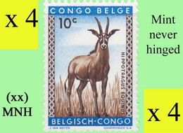 1959 ** BELGIAN CONGO / CONGO BELGE = COB 350 MNH ROANE ANTELOPE :  BLOC OF -4- STAMPS WITH ORIGINAL GUM - Blokken