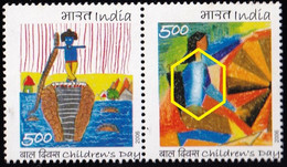 INDIA-2008-LORD KRISHNA & ARJUNA- SETENANT PAIR-CHILDREN'S DAY-ERROR-VARIETY-MNH-B9-2036 - Variedades Y Curiosidades