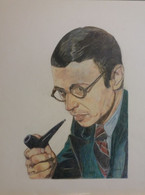 C1 DESSIN Couleurs JEAN PAUL SARTRE  Jullian GRAND FORMAT 50 X 65 Cm - Dessins