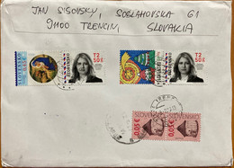 SLOVAKIA 2022, REGISTER USED COVER 10 STAMPS !GLASS ART, CHRISTMAS,WAR ZUZANA CAPUTOVA ,JOZEF YLCEK,CUSTOM,TRENCIN CITY - Briefe U. Dokumente