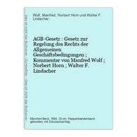 AGB-Gesetz : Gesetz Zur Regelung Des Rechts Der Allgemeinen Geschäftsbedingungen ; Kommentar - Diritto