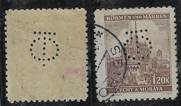 Bohemia And Moravia Stamp With Perfin Weave OT By Otto Taussig Tool Factory In Prague Lochung Perfore - Gebraucht