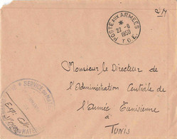 LETTRE FM POSTE AUX ARMEES T.O.E - 22/6/1950 CACHET 8em Cie OUVRIERS MATERIEL   POUR COMMANDANT A.C.A.T - TUNIS - Guerre D'Indochine / Viêt-Nam