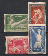 FRANCE - 1924 - N°Yv. 183 à 186 - Jeux Olympiques Paris - Série Complète - Neuf Luxe** / MNH / Postfrisch - Neufs