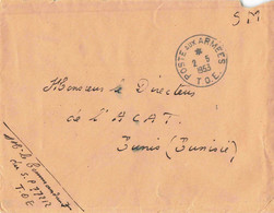 LETTRE FM SM POSTE AUX ARMEES 2/5/1953  - SP 77212  DIRECTEUR ADMT ARMEE TUNISIENNE - War Of Indo-China / Vietnam