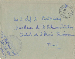 LETTRE FM SM POSTE AUX ARMEES 25/3/195?/ CDT 7 BAT 3/10RAC / SP 50582  DIRECTEUR ADMT ARMEE TUNISIENNE - Guerra De Indochina/Vietnam