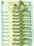 Pakistan 10x 75 Rupees 2022 UNC Commemorative "AAA" - Pakistan