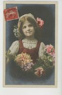 ENFANTS - LITTLE GIRL - MAEDCHEN - Jolie Carte Fantaisie Portrait Fillette Avec Fleurs "VIVE SAINTE MARIE " - Prénoms