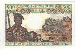 MALI   500 Francs    P12e  (ND 1973-84)    "  Soldier, Tractors + Camel Caravan At Back "  UNC - Malí