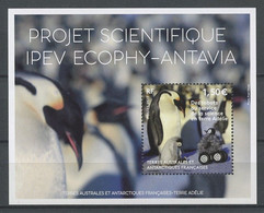 TAAF 2022 N° F1001 ** Feuillet Neuf MNH Superbe Oiseaux Birds Manchots Science Projet IPEV ECOPHY-ANTAVIA Robot - Neufs