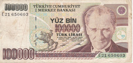 BILLETE DE TURQUIA DE 100000 LIRASI DEL AÑO 1970  (BANKNOTE) - Turquie