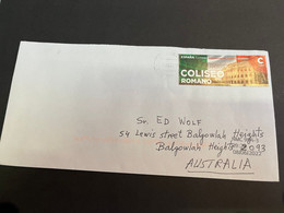 (3 L 14) Spain Letter Posted To Australia - COLISEO (Italy UNESCO Site) Stamp (posted 2022) - Brieven En Documenten