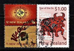 New Zealand 2009 China Exhibition - Year Of The Ox Block Of 3 From Minisheet Used - Gebruikt