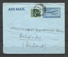 INDIA Commercial Air Mail Cover Aerogramme To Finland Stockmann - Corréo Aéreo