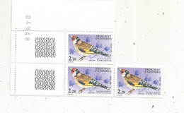 Bloc De 3 Timbres, PRINCIPAT D'ANDORRA, ANDORRE ,neuf,  Carduelis , Cadernera 1985 - Nuevos