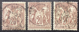 4S Sage 67 20c Brun Lilas Lot De 3 Oblitérés - 1876-1878 Sage (Type I)