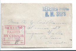 Can107 / KANADA - Zensur Vom Kriegsschiff 1940 Nach Niagara Falls - Lettres & Documents