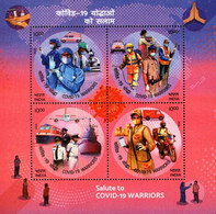 INDIA 2020 Salute To Pandemic / Covid-19 Warriors Miniature Sheet/SS MS MNH As Per Scan - Sonstige & Ohne Zuordnung