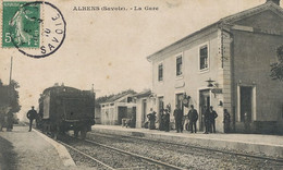 Albens Savoie  Gare Interieure  Animation Train   Timbrée Envoi St Bonnet De Mure  Railway Station - Stations - Met Treinen