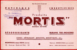 Buvard Produits Mortis, Insecticides. Cachet Droguerie Zanardi à Albert, Somme. - Produits Ménagers