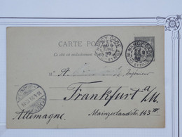 BG17 FRANCE  BELLE CARTE LETTRE ENTIER  SAGE 10C 1895 NANCY  A FRANKFURT GERMANY   + +AFFRANCH. PLAISANT - Autres & Non Classés