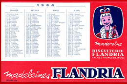 Buvard Biscuiterie Flandria à Faches Thuménil, Nord. Calendrier Début Année 1964. - Koek & Snoep