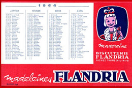 Buvard Biscuiterie Flandria à Faches Thuménil, Nord. Calendrier Début Année 1964. - Sucreries & Gâteaux