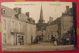 Mayenne 53. Meslay Du Maine. Carrefour Du Centre. Librairie Gaullier, Tabac, Sellerie. Animée - Meslay Du Maine