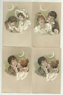 5 CARTOLINE ILLUSTRATE A RILIEVO COPPIA INNAMORATI FP - 1900-1949