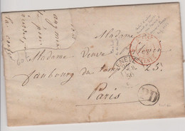 Entrée France Suisse  / 4 Ferney 4 Rouge Sur LAC De Genève Pour Paris 26 Février 1856 - Marques D'entrées