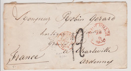 Entrée France Pays-Bas / 2 VALnes 2 Rouge Sur Lettre De La Haye (S’Gravenhage) Pour Charleville 20 Juin 1856 - Marques D'entrées