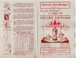 VP20.761 - 1953 - Document Publicitaire Et Commercial - Cafetière ¨ JAM EXPRESS ¨ & ¨ LE LIKIDCHO ¨ Ets J.JAPHET à PARIS - Reclame