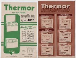 VP20.763 - Document Publicitaire Et Commercial X 2 - Tarif 1953 - Réchaud & Cuisinière ¨ TERMOR ¨ à ORLEANS - Advertising