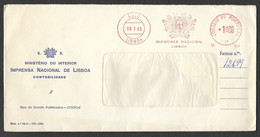 Portugal EMA Cachet Rouge Imprensa Nacional Presse De L' Etat 1963 Official Printers Meter Franking - Franking Machines (EMA)