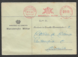 Portugal EMA Cachet Rouge Manutenção Militar Approvisionnement Militaire 1963 Military Supply Meter Franking - Franking Machines (EMA)