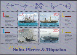 St. Pierre Et Miquelon 1999 - Ships - Miniature Sheet Mi Block 6 (781-784) ** MNH - Hojas Y Bloques