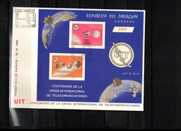Paraguay 1956 Space / Raumfahrt - Centenary Of UIT Block FDC - Amérique Du Sud