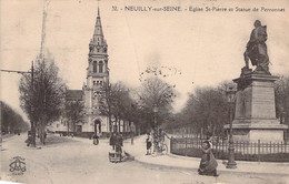 CPA - 92 - NEUILLY - Eglise St Pierre Et Statue De Perronnet - Animée - Edition Abeille Paris - Neuilly Sur Seine