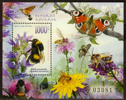 HUNGARY 2021 FAUNA Animals. Flowers. Insects. Butterflies BEES - Fine S/S MNH - Unused Stamps