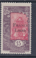 Cote Des Somalis N° 197 XX  Timbres Surchargés " France Libre" 15 C. Violet Et Rose Sans Charnière, TB - Nuovi