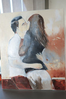 Couple D'amoureux / Peinture à 'huile/ 46 X 38 CM / 8 F - Huiles