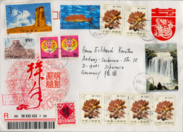 CHINA 2008 , SOBRE ENTERO POSTAL CIRCULADO , FRANQUEO COMPLEMENTARIO , BEIJING SCHWERIN , CINNABAR , - Covers & Documents